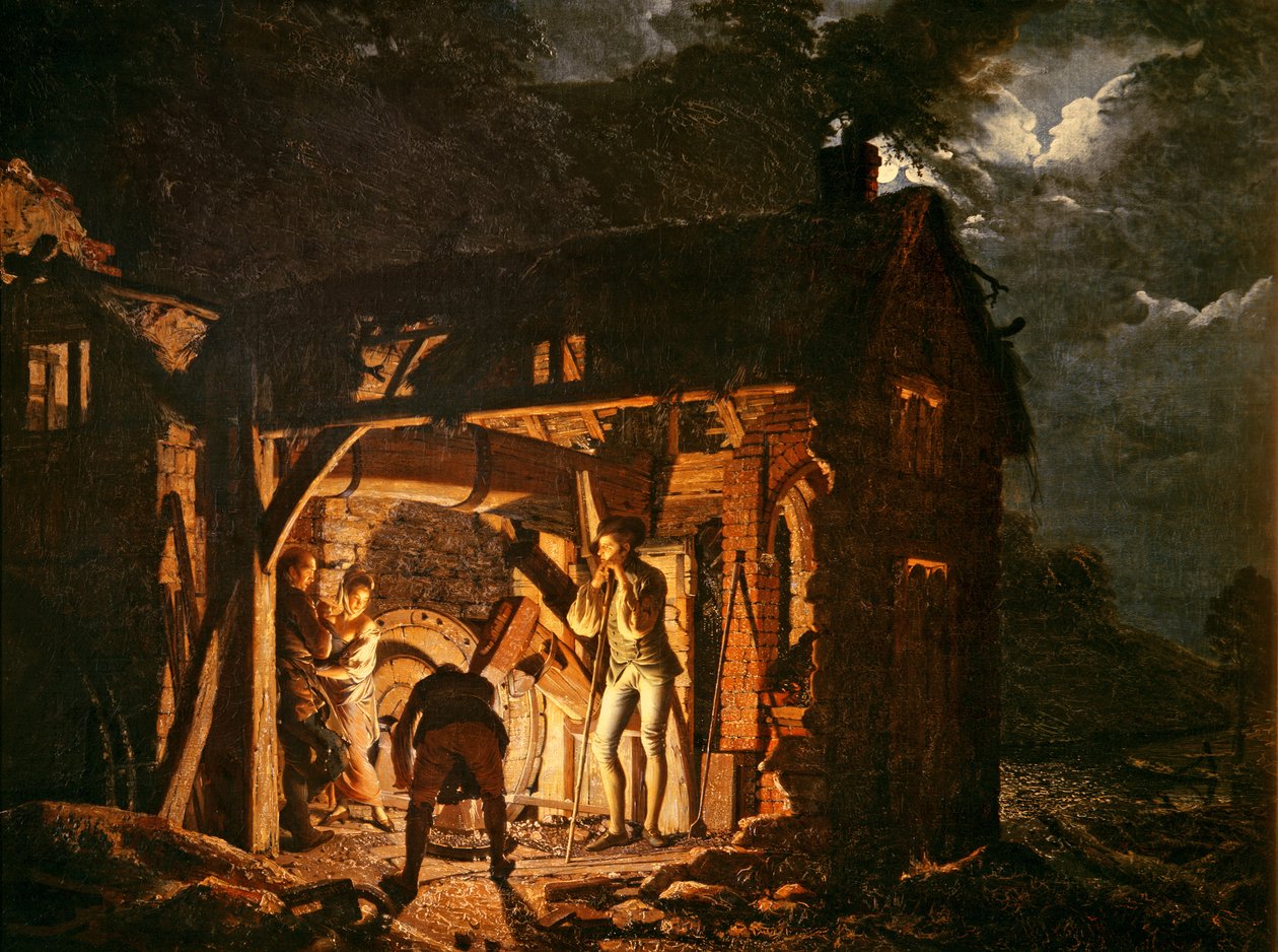 A vaskohó kívülről nézve, 1770-es évek alkotó: Joseph Wright of Derby
