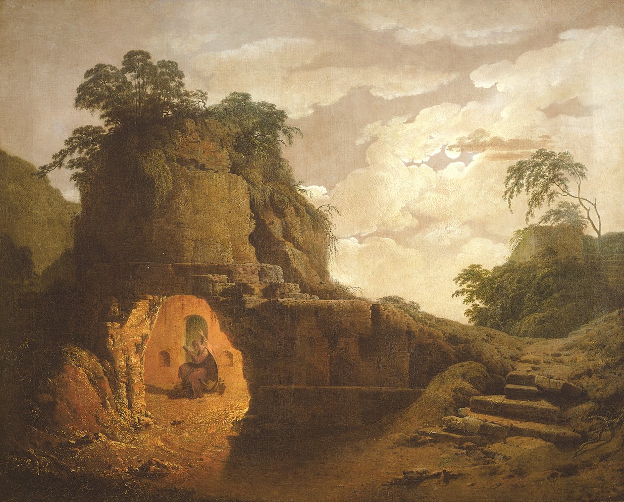 Vergilius sírja Silius Italicus alakjával, 1779 alkotó: Joseph Wright of Derby
