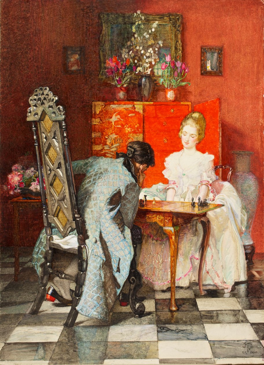 A sakkozók, avagy a fekete mozgás, 1920 (wc és gouache papíron) alkotó: Joseph Walter West