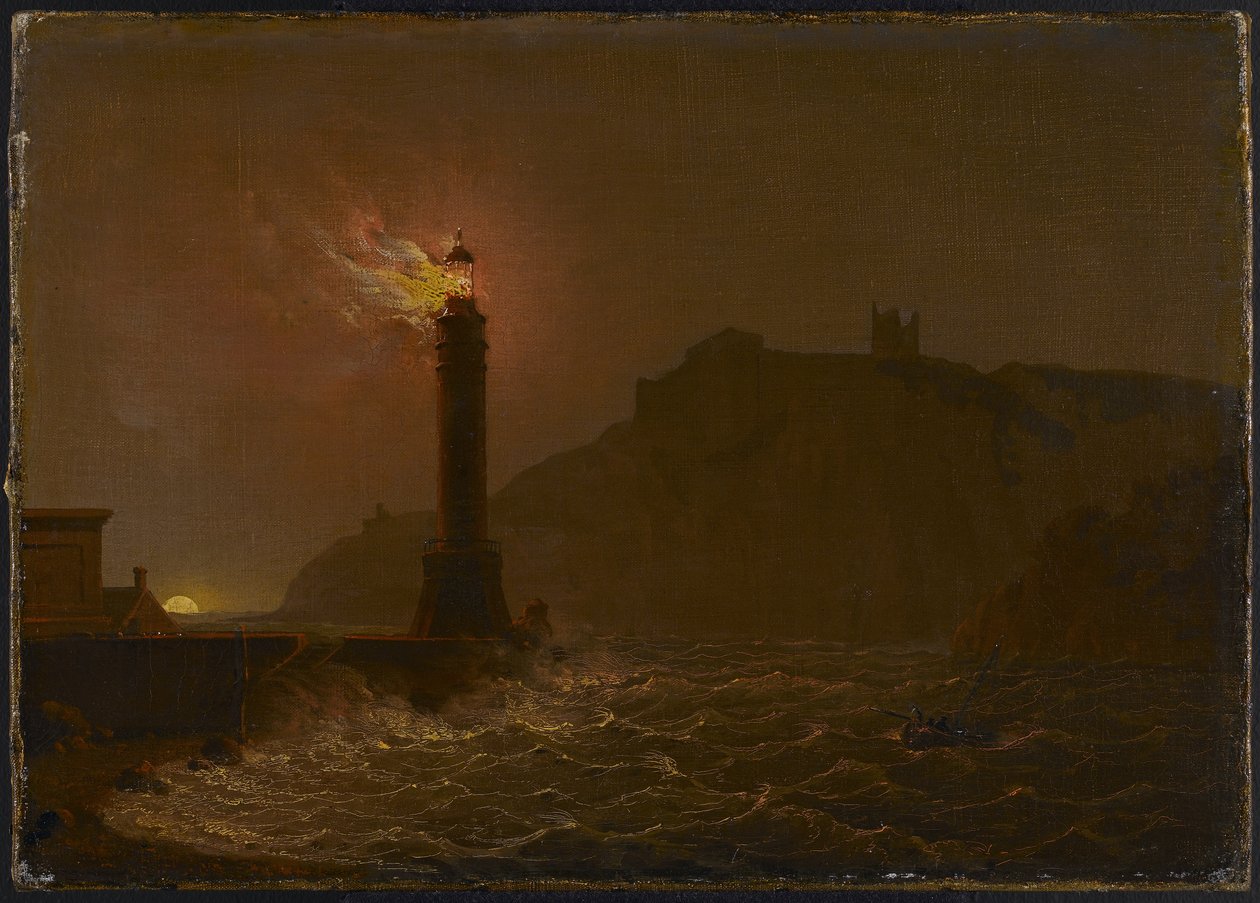 Éjszaka ég egy világítótorony alkotó: Joseph Wright of Derby