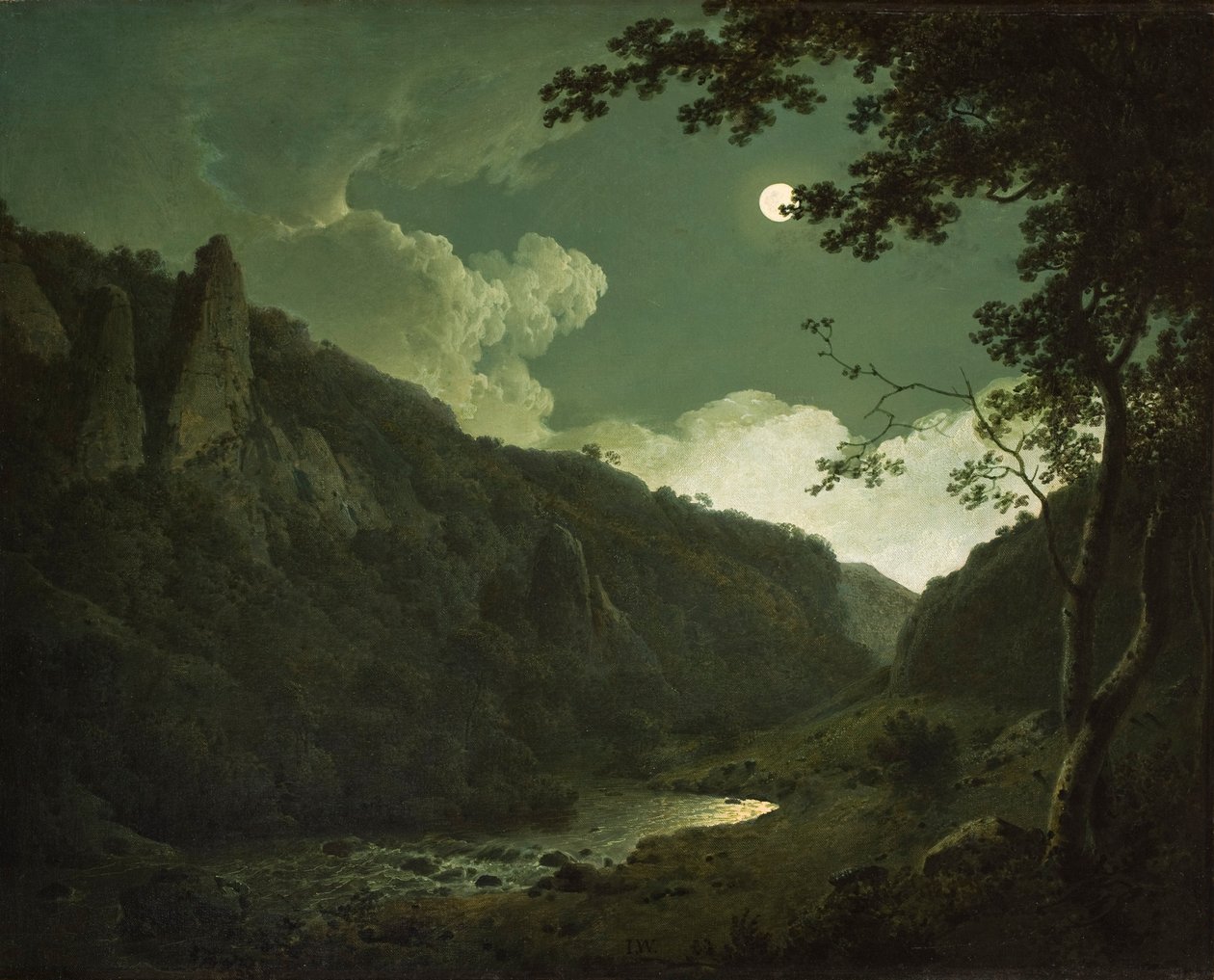 Dovedale a Holdfénytől, 1784-85 körül alkotó: Joseph Wright of Derby