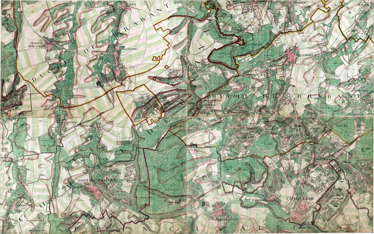 Charleroi, Belgium térképe alkotó: Joseph de Ferraris