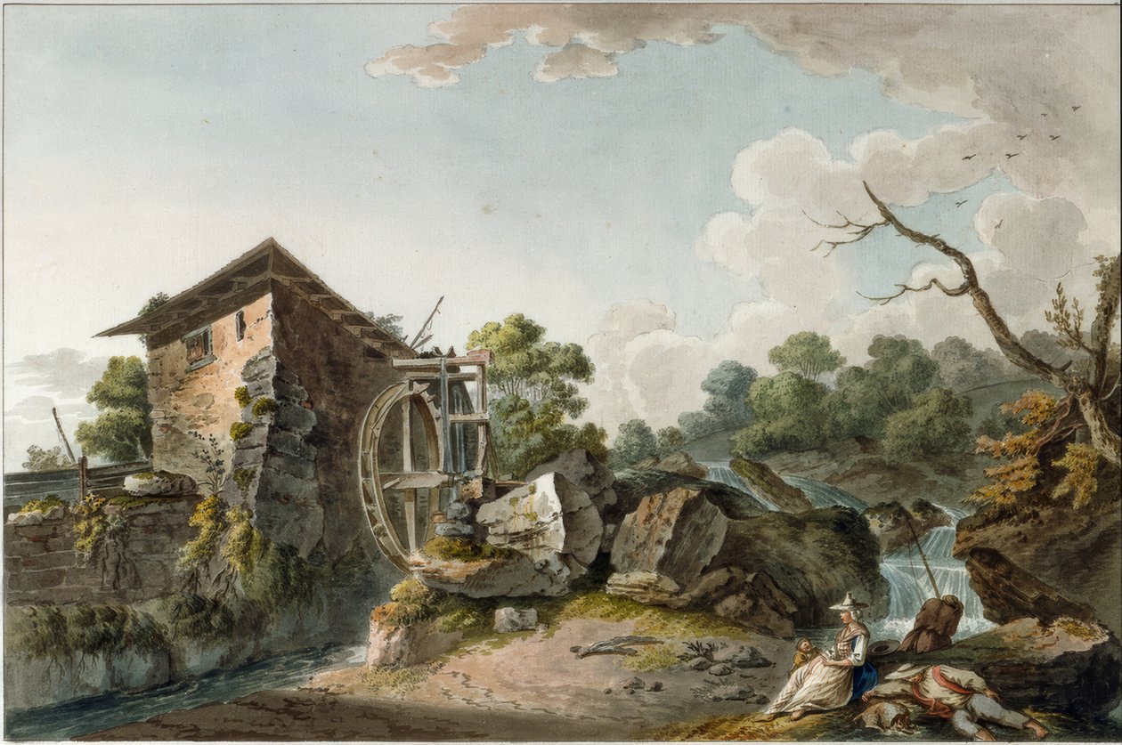 Kilátás a Montreux-i felső malomra alkotó: Joseph-Emmanuel Curty