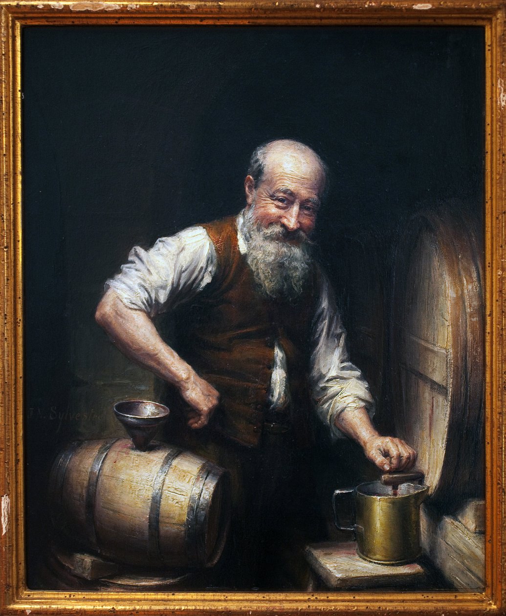 Borász a pincéjében. Joseph Noel Sylvestre (1847-1926) festménye, olaj, vászon, 19. század vége-XX. francia művészet. Musee des Beaux Arts de Beziers, Hotel Fayet. alkotó: Joseph Noel Sylvestre