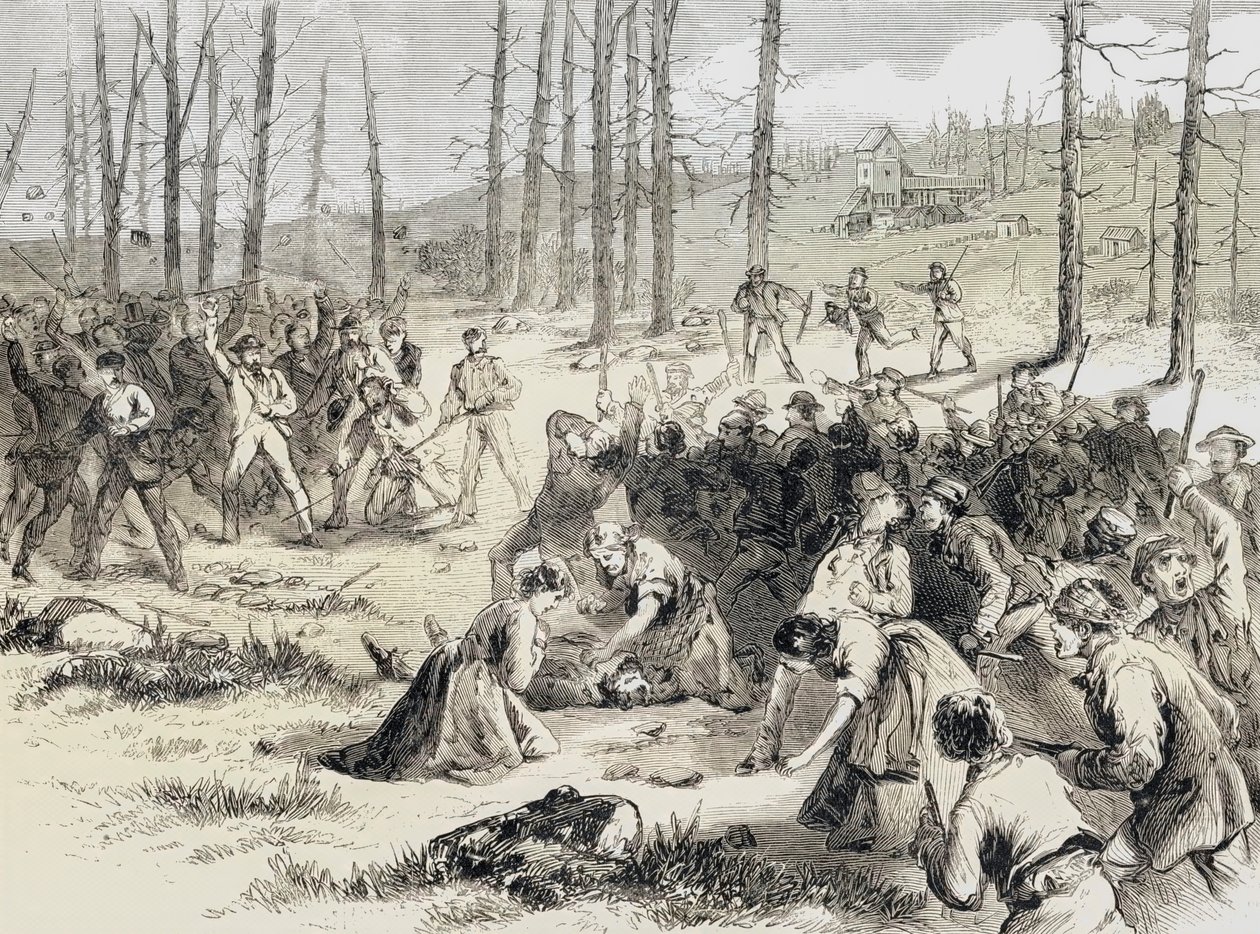 Szénlázadások Scrantonban (Pennsylvania, USA). alkotó: Joseph (after) Becker