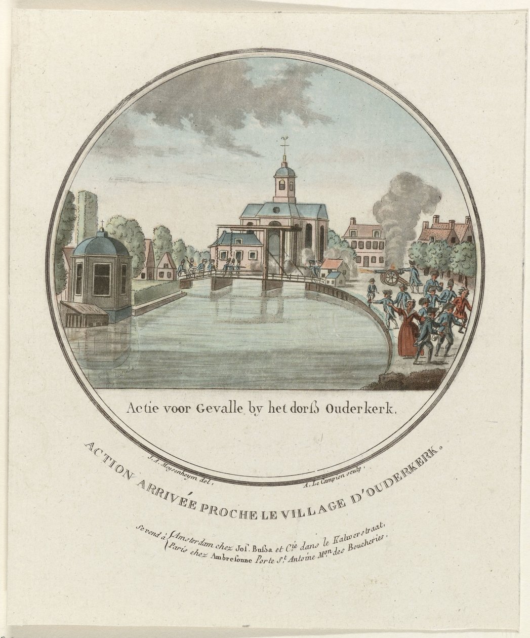 Támadás Ouderkerk aan de Amstelnél, 1787 Akció Gevalle számára a dorß Ouderkerk által / Action arrivée proche le village d