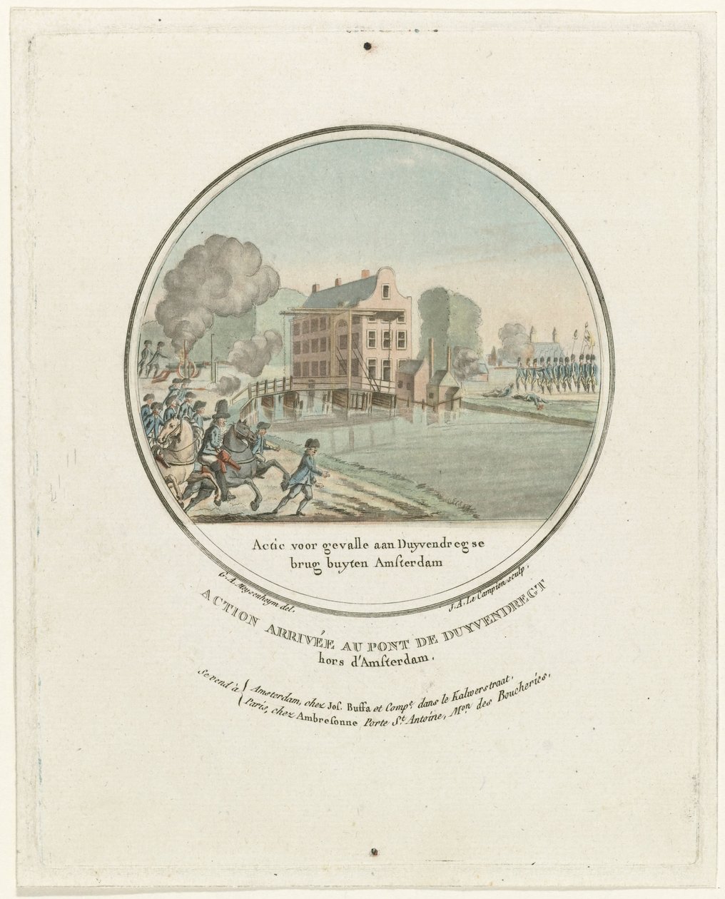 Támadás a Duivendrecht hídnál, 1787 Akció a Gevalle aan Duyvendregse brug buyten Amsterdam számára / Action arrivée au pont de Duyvendregt hors d