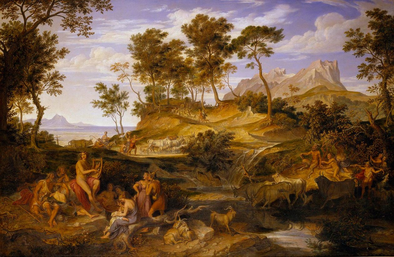 Apollón a thesszáliai pásztorok között alkotó: Joseph Anton Koch