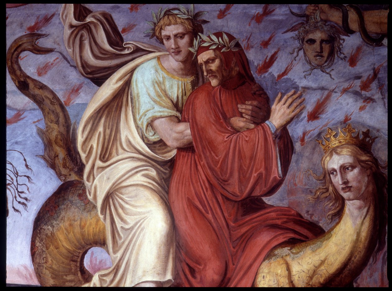 Dante Isteni vígjátéka – Az írót ábrázoló részlet. Joseph Anton Koch freskója, Casino Massimo, Róma alkotó: Joseph Anton Koch