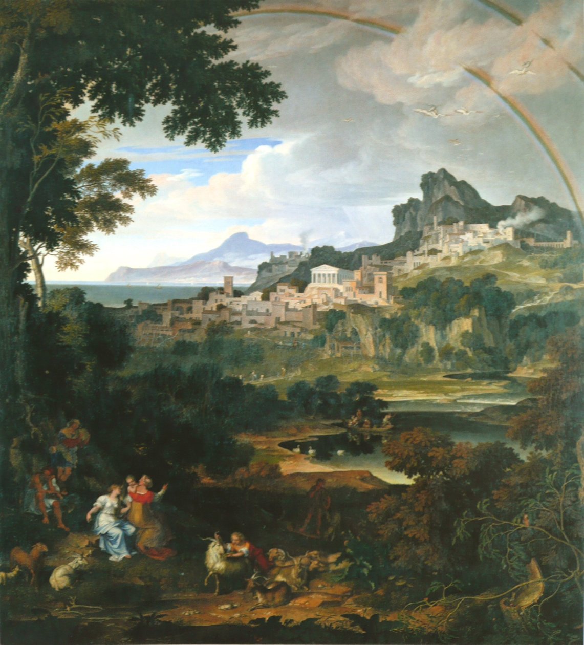 Német: Heroic landscape with rainbow Heroic landscape with Rainbow (Hősi táj szivárvánnyal) alkotó: Joseph Anton Koch