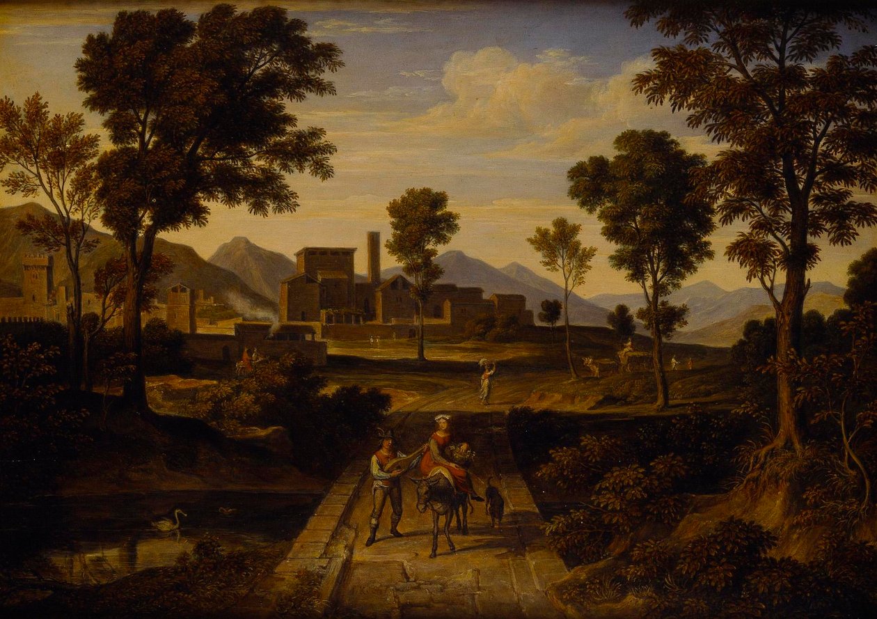 Tájkép Terninél, híddal a folyón alkotó: Joseph Anton Koch