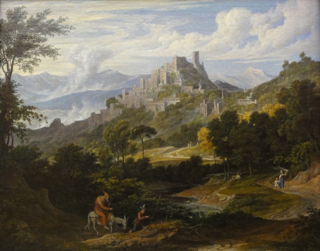 Olevano környékének tájképe, lovon ülő szerzetessel alkotó: Joseph Anton Koch