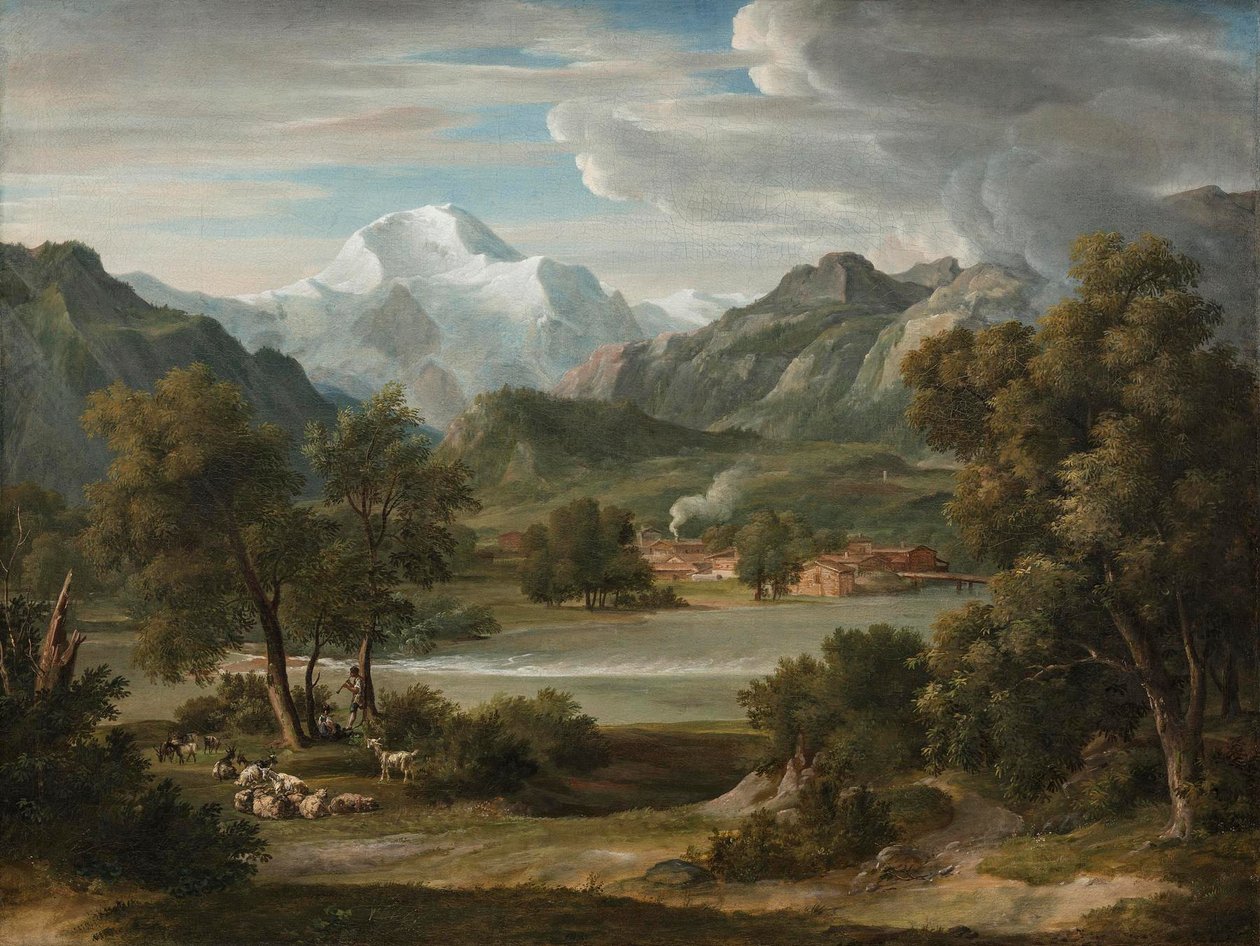 A Lauterbrunnen-völgy Unterseen közelében, a Jungfrau hegyével alkotó: Joseph Anton Koch