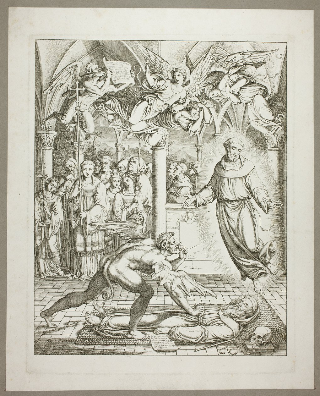 Az ördög és Assisi Szent Ferenc harca Guido da Montefeltro lelkéért, harmadik tábla a Darstellungen aus Dante