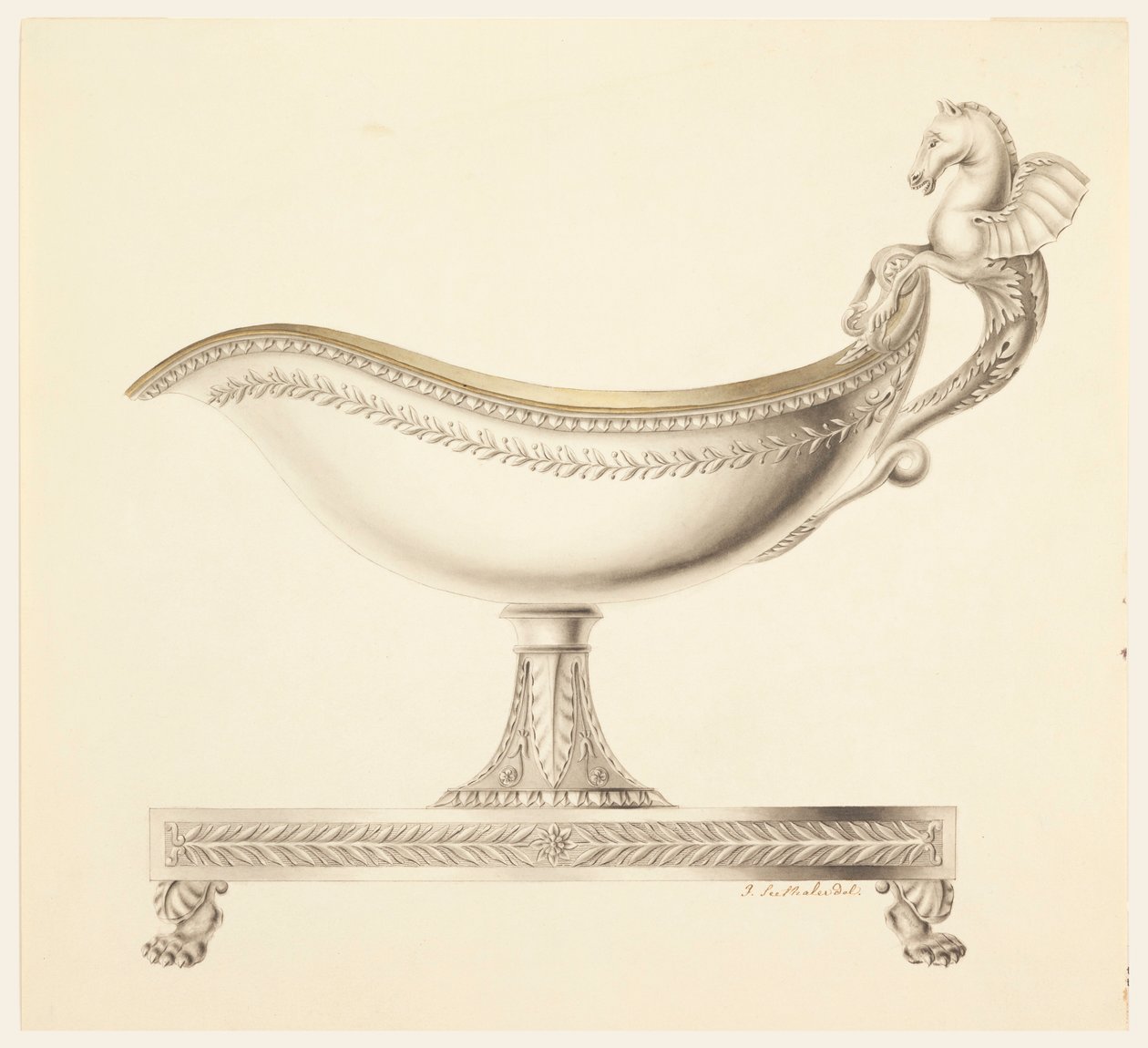 Rajz, Egy szószos csónak emeletrajza, 1790-1825 alkotó: Joseph Anton Seethaler Ii