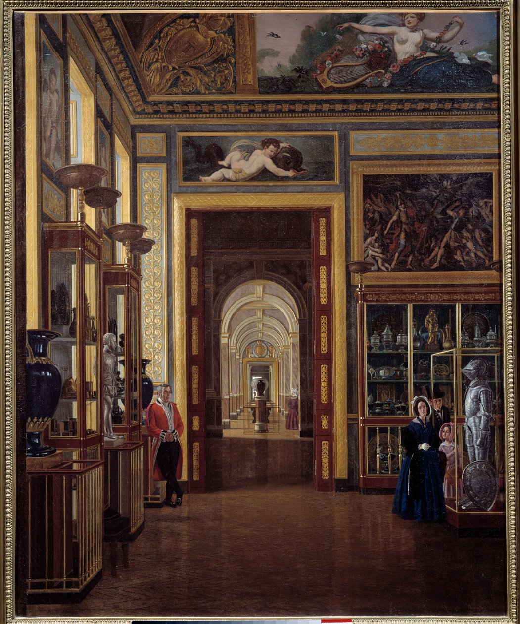 Az ékszerszoba a Louvre-ban és a X. Károly szobák enfiládja. Joseph Auguste festménye (XIX. század) alkotó: Joseph Auguste