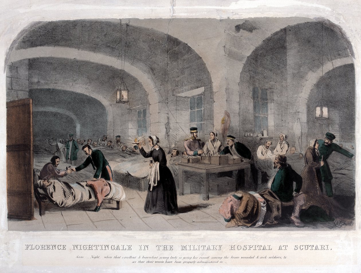 Florence Nightingale (1820-1910) a scutari katonai kórházban a krími háború alatt, 1856 alkotó: Joseph Austin Benwell