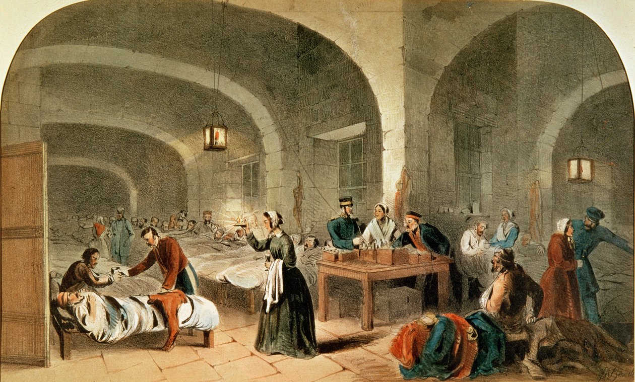 A scutari kórház egyik kórtermének vázlata, 1856 körül alkotó: Joseph Austin Benwell