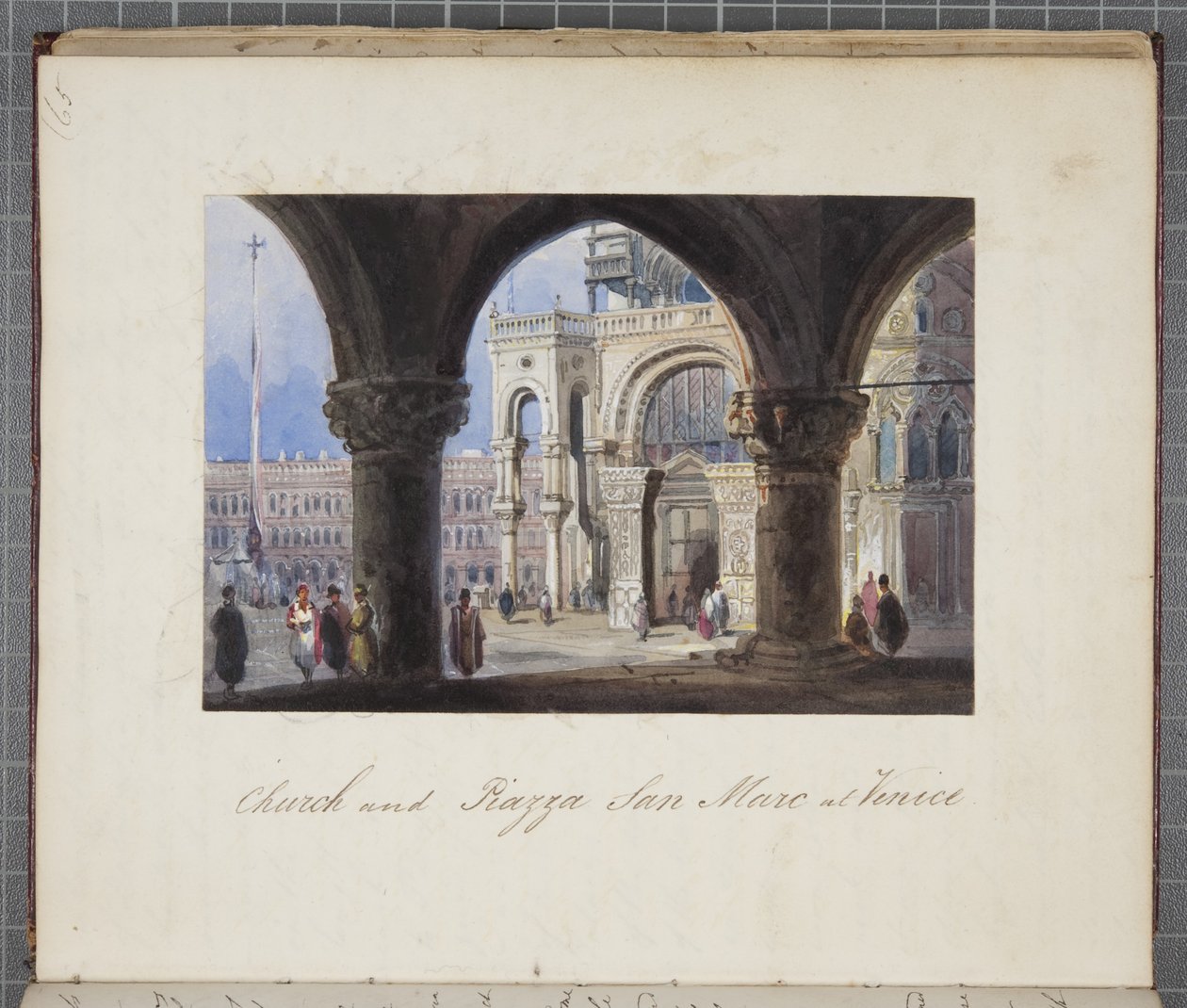 A templom és a Piazza San Marc Velencében, Thomas Moodys Journal-ba beillesztve egy svájci és olaszországi körútról, 1822 (wc papíron) alkotó: Joseph Axe Sleap