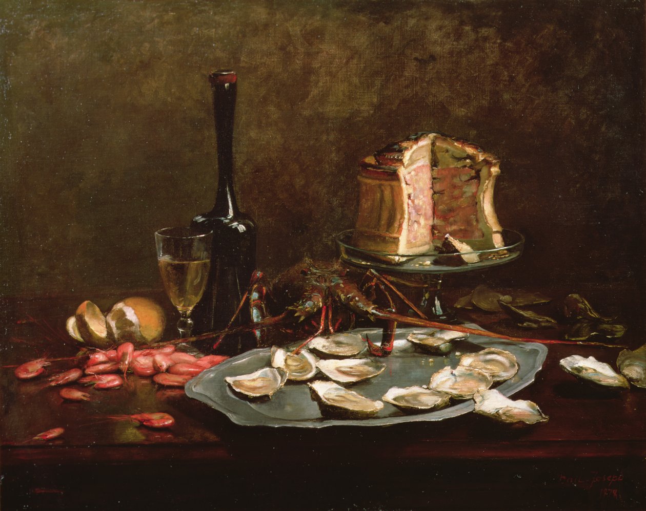 Csendélet tenger gyümölcseivel (olaj, vászon) alkotó: Joseph Bail