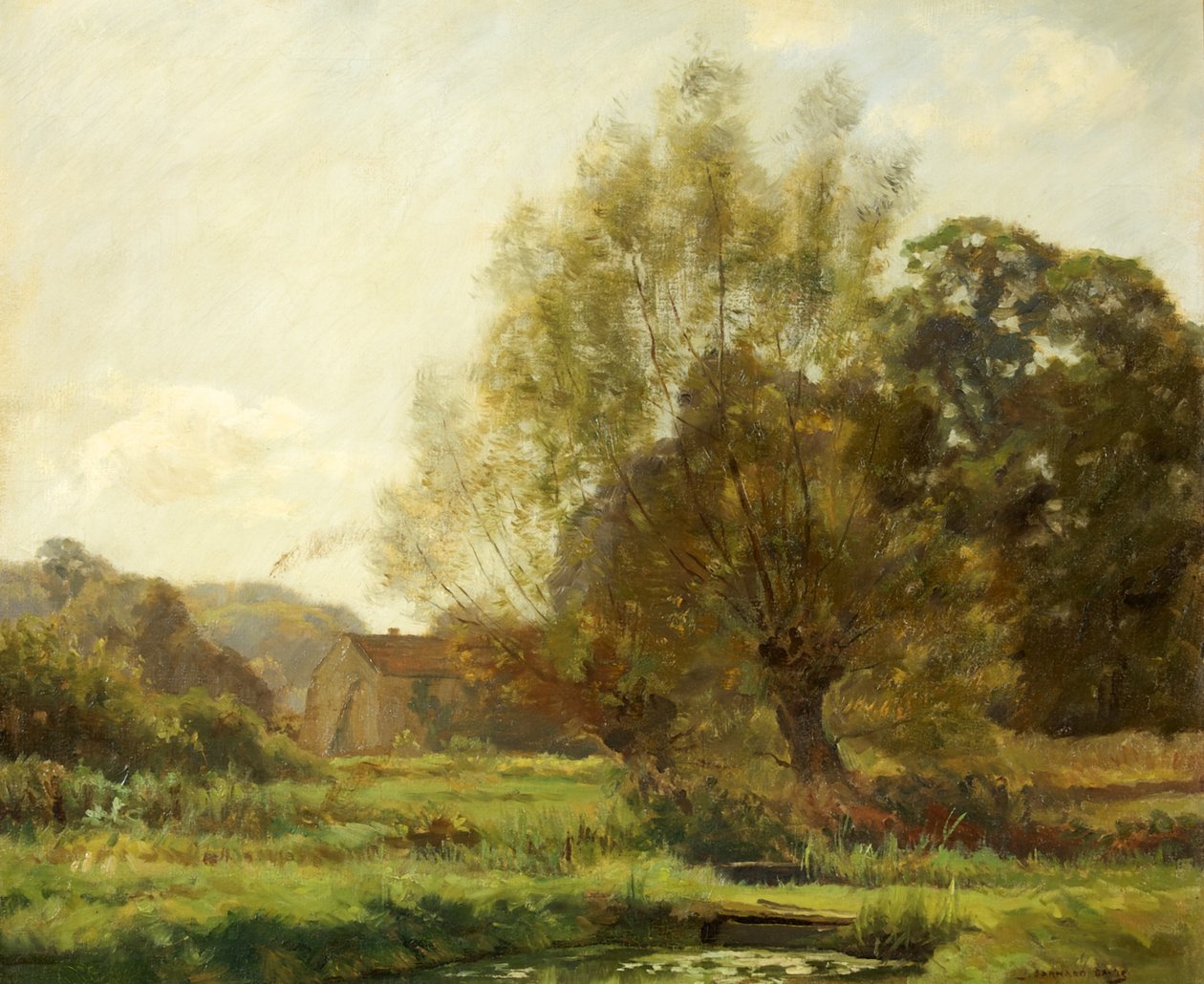 Bibury, halastavak (olaj, vászon) alkotó: Joseph Barnard Davis