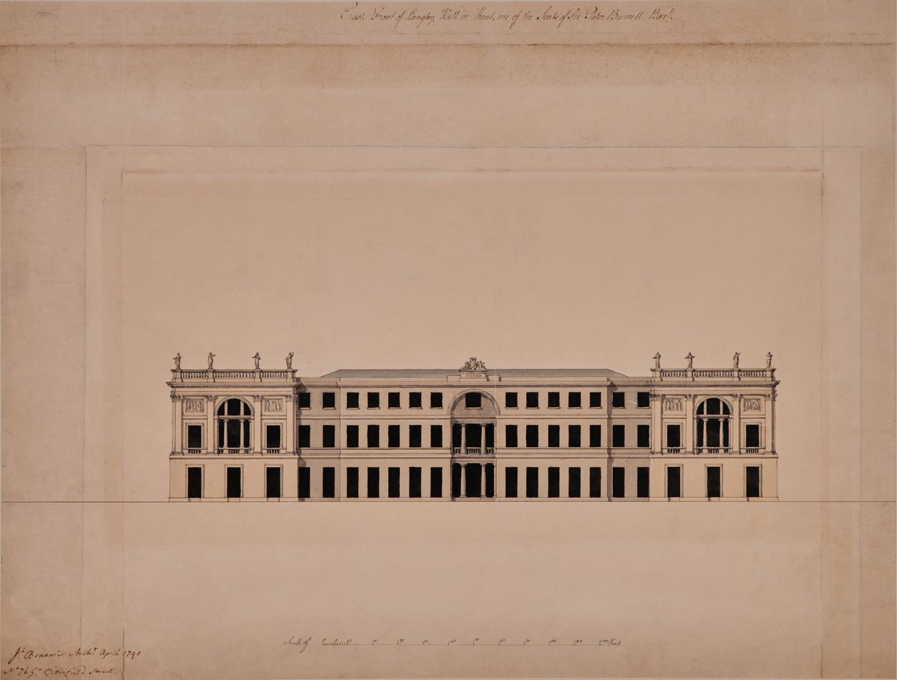 A kenti Langley Hall keleti frontja alkotó: Joseph Bonomi