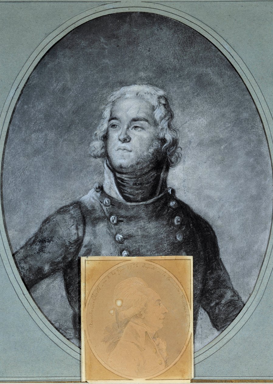 Louis Lazare Hoche tábornok (1768-1797) portréja lent, Anarchasis Cloots (1755-1794), a Nemzeti Kongresszus helyettesének portréja. Boze József rajza (1744/1745-1826) XVIII. Versailles, Lambinet múzeum alkotó: Joseph Boze