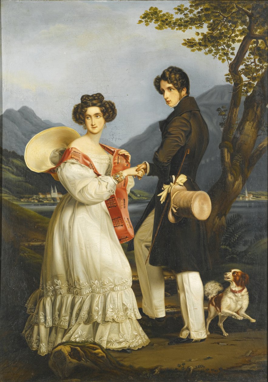 Maximilian József bajor herceg és bajor Ludovika a Tegernsee kastélyban alkotó: Joseph Carl Stieler