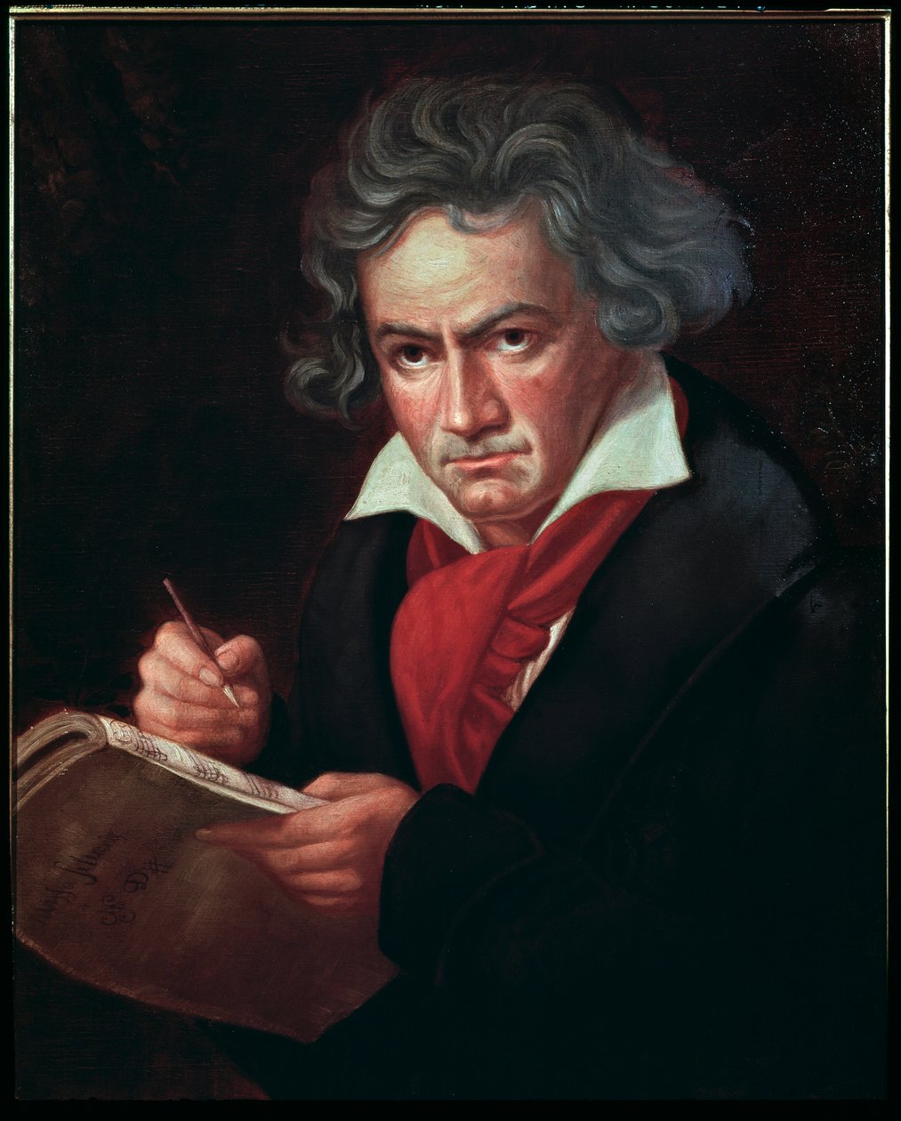 Ludwig van Beethoven (1770-1827), német zenész, a Missa solemnis-t komponáló portréja” (Ludwig van Beethoven (1770-1827) német zeneszerző, misét komponál) Karl Joseph Stieler (1781-1858) festménye 1819-1820 Bonn Beethoven háza alkotó: Joseph Carl Stieler