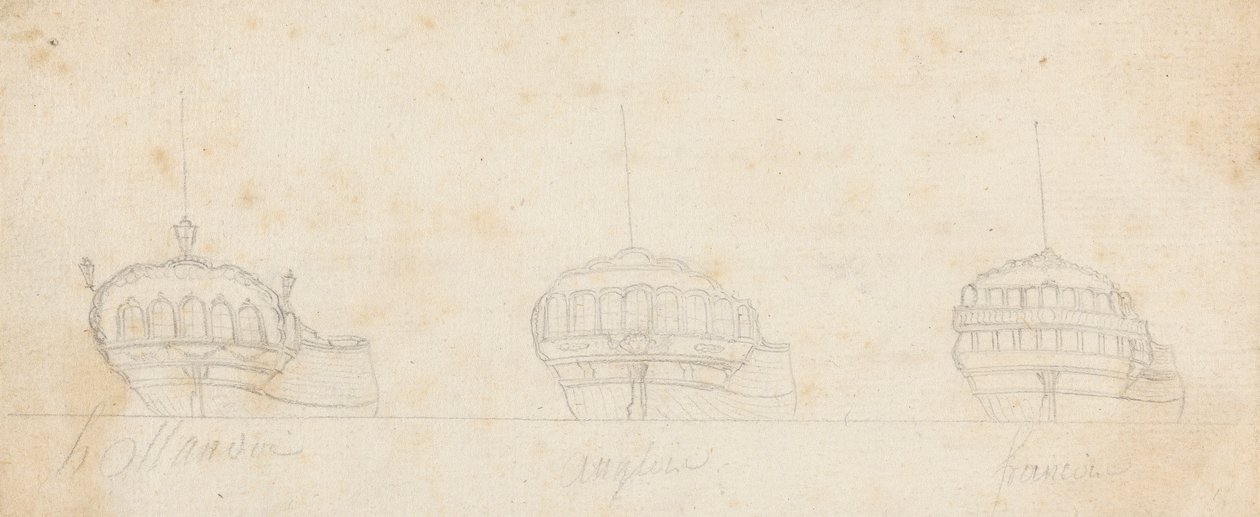 Három hajó dekoratív tatja alkotó: Joseph Cartwright
