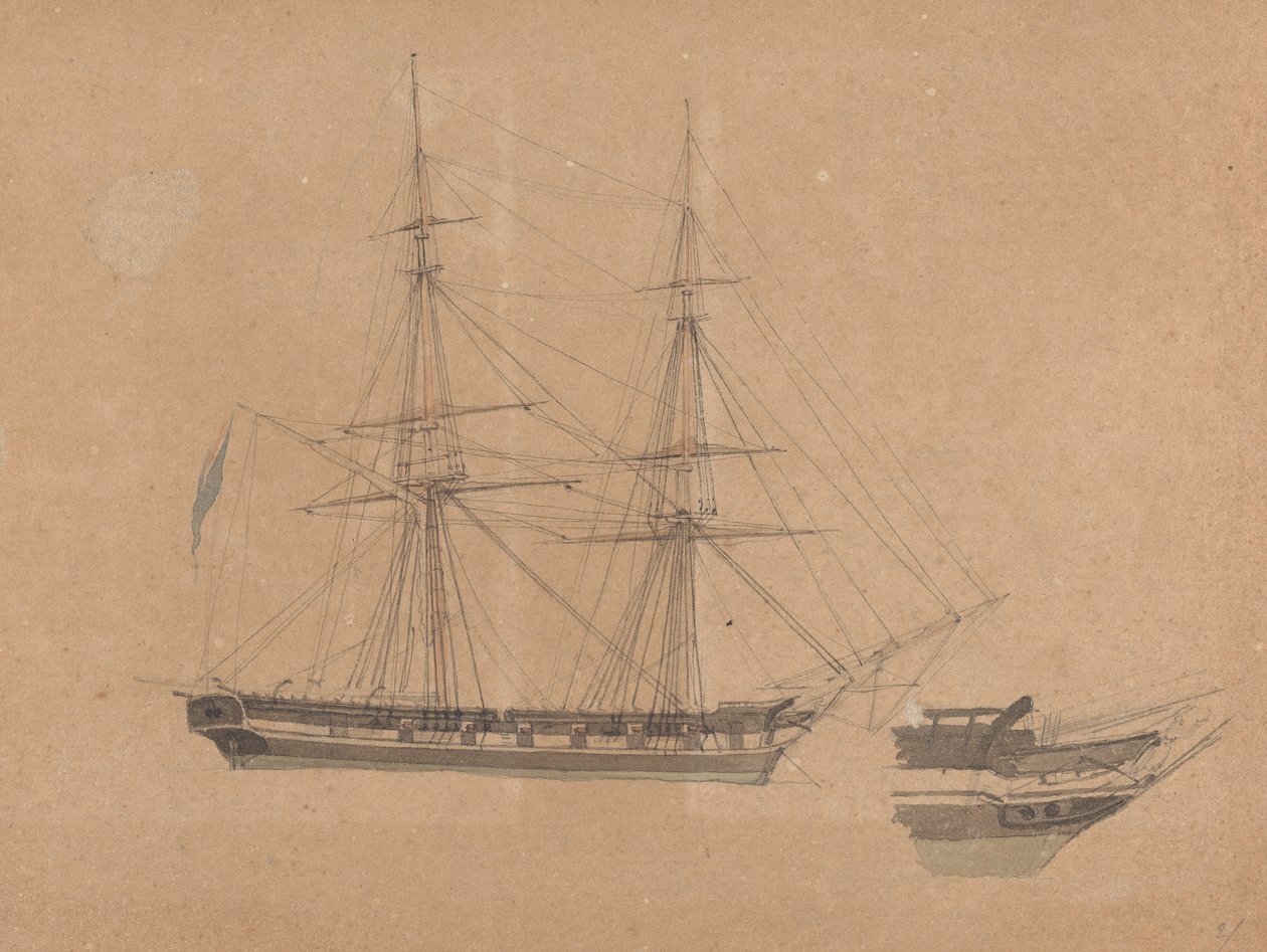 Oldalnézetből Egy Brig és egy másik íja alkotó: Joseph Cartwright