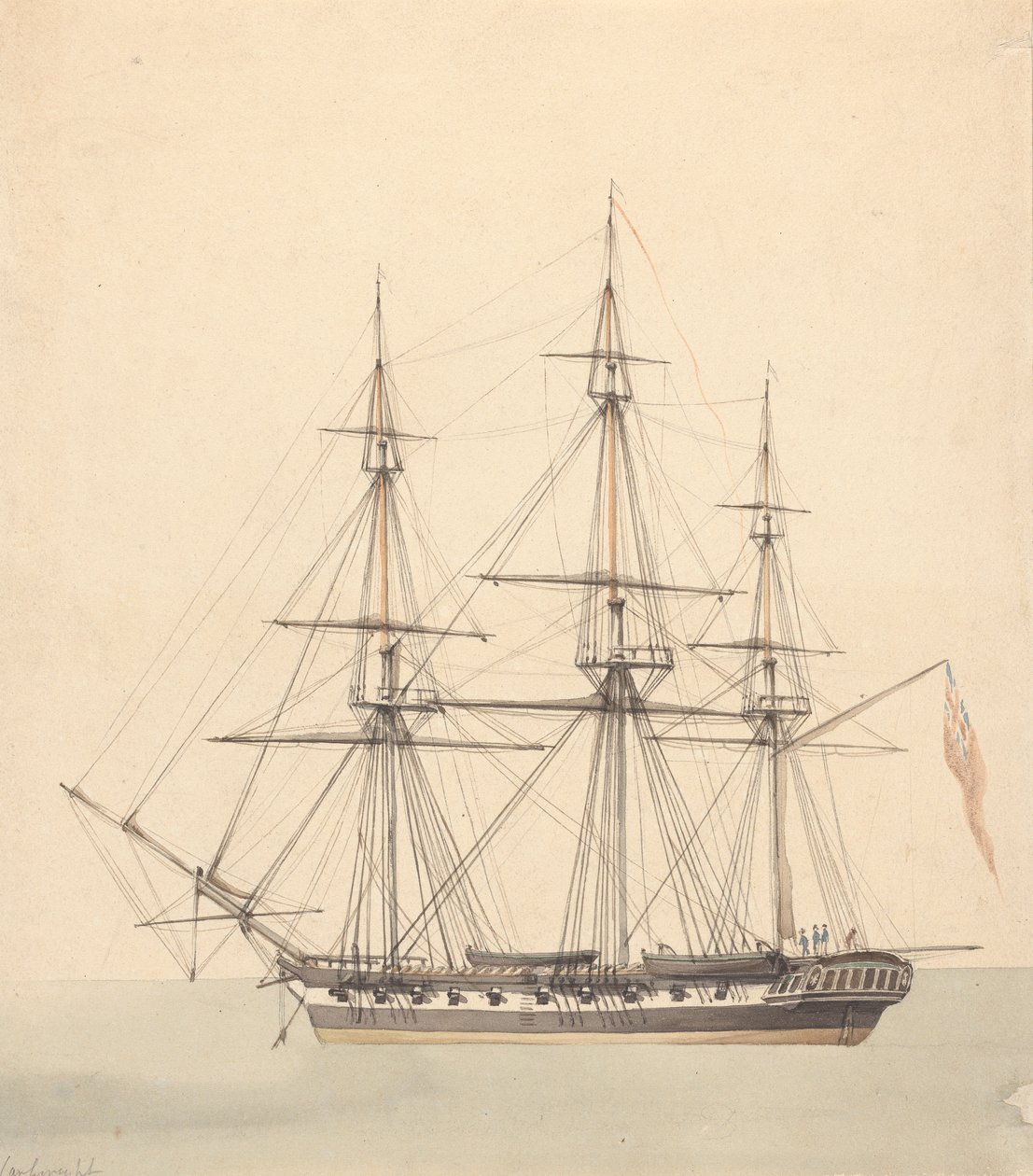 Egyszemélyes Corvette (?) három haditengerészeti egyenruhás figurával és Union Jackkel alkotó: Joseph Cartwright