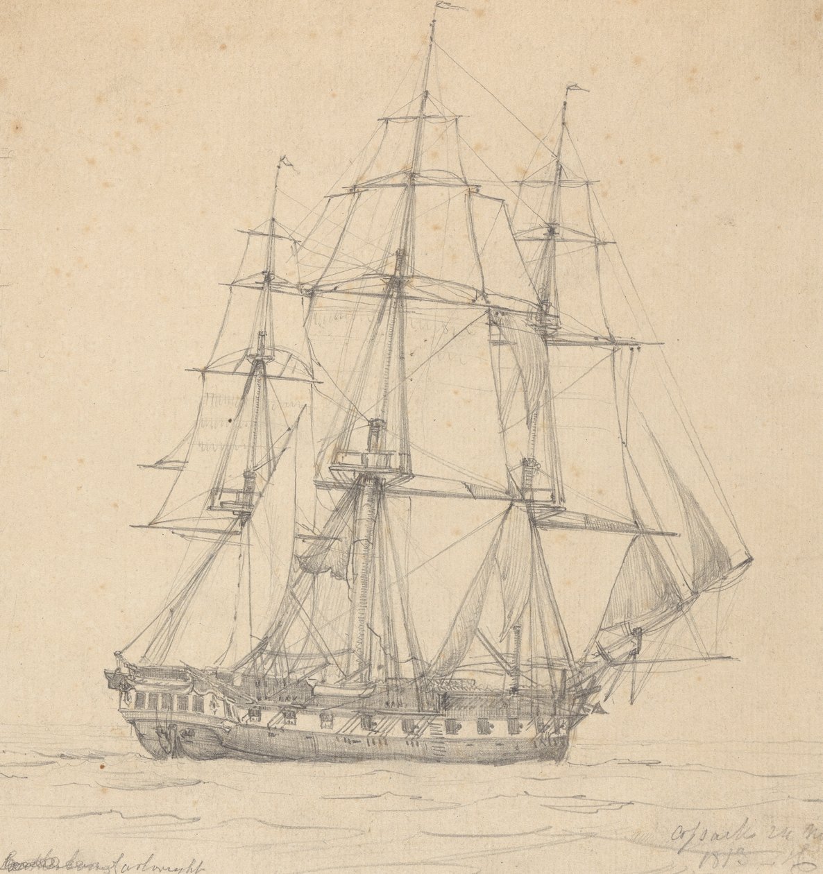Egyetlen fregatt, Stern Forward 1813 alkotó: Joseph Cartwright