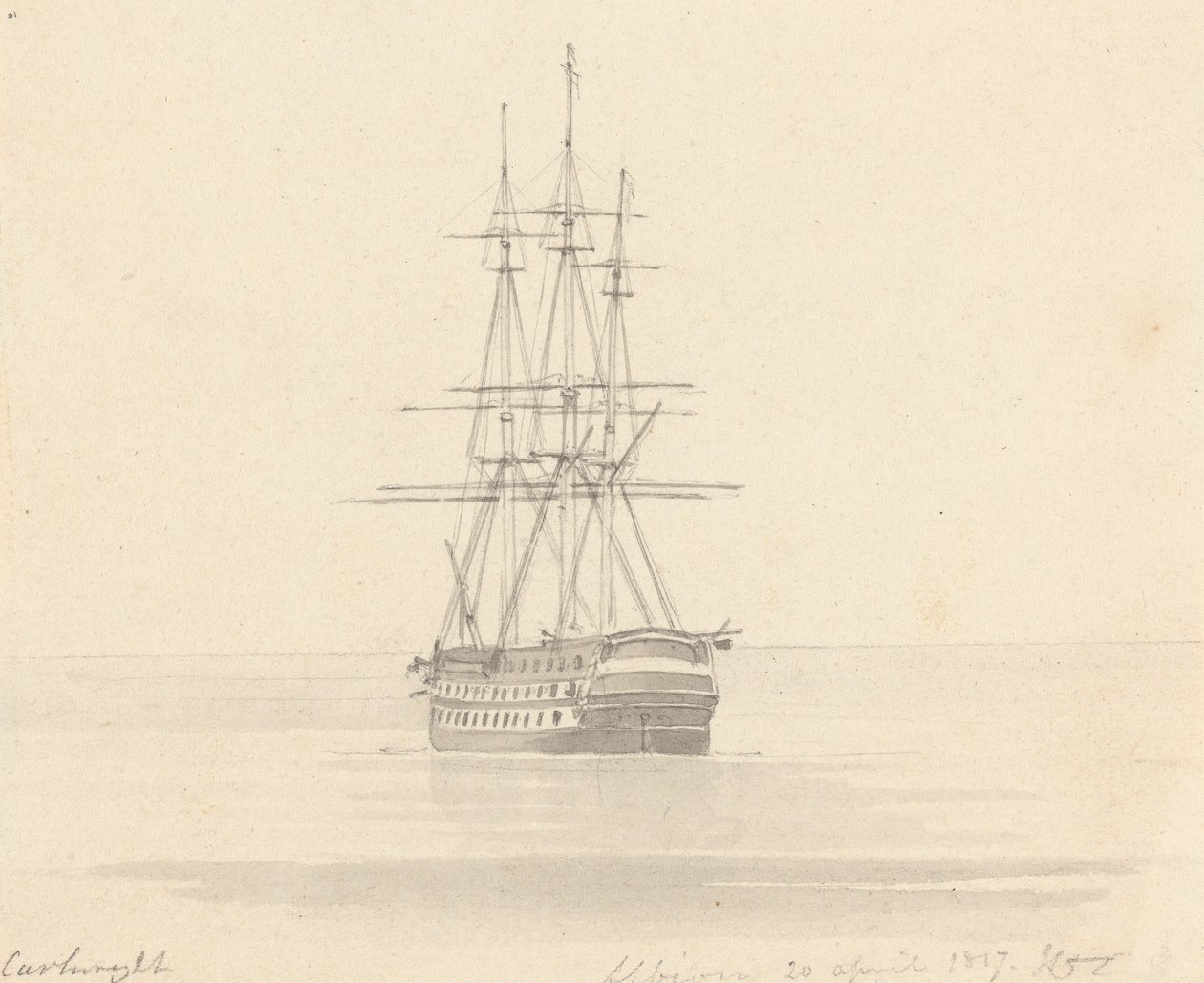 Single Fregate, Stern Forward; Albion 1817. április 20 alkotó: Joseph Cartwright