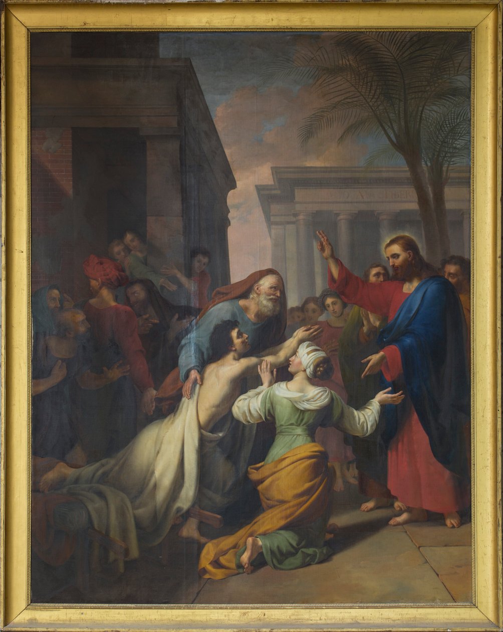 Naim özvegye fiának feltámadása. Olaj, vászon, Jacques Chabord (1786-1848). A szensz-székesegyház hajója alkotó: Joseph Chabord