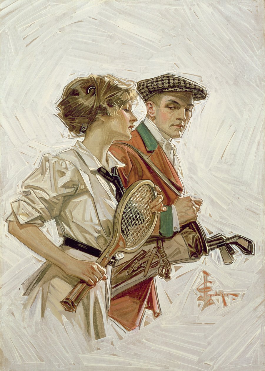Golf vagy tenisz?, 1915 körül (olaj, vászon) alkotó: Joseph Christian Leyendecker