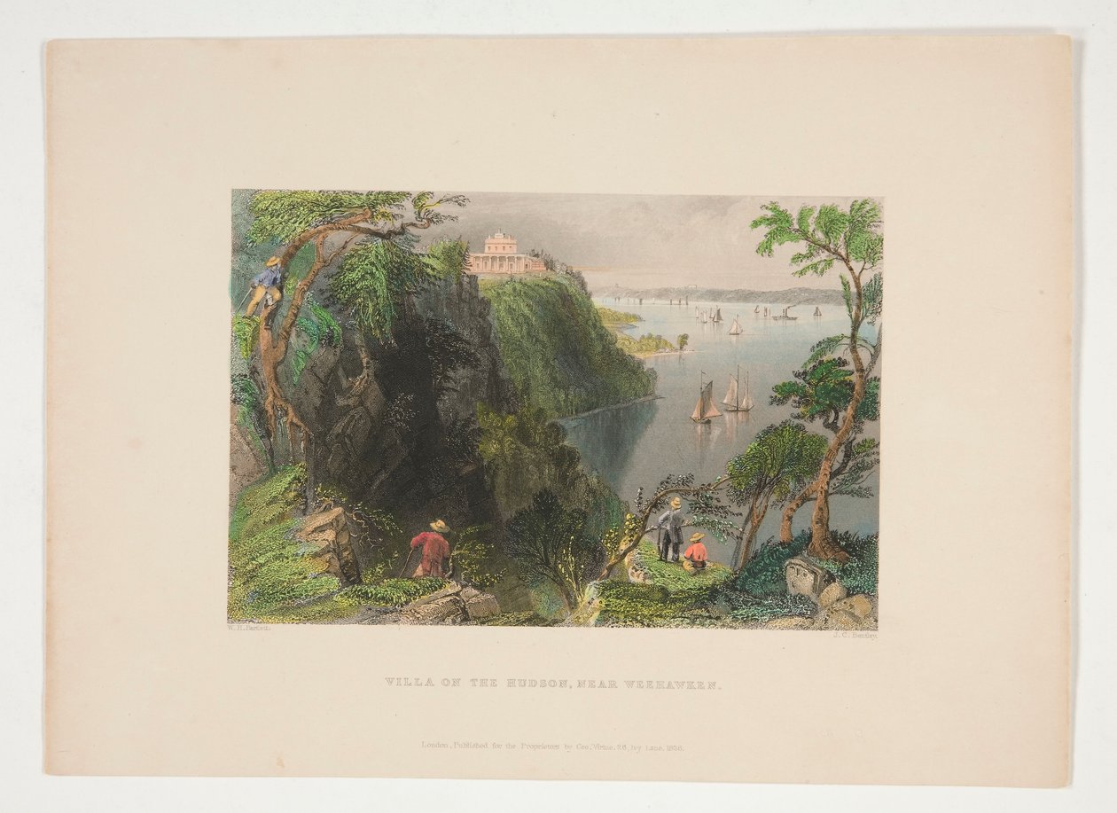 Villa a Hudsonon, Weehawken közelében, Nathaniel Parker Willis illusztrációja alkotó: Joseph Clayton Bentley