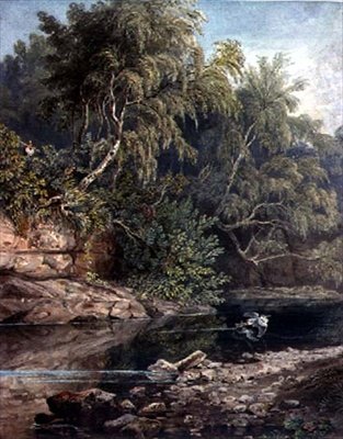 Erdei jelenet, egy riadt gém alkotó: Joseph Clayton Bentley