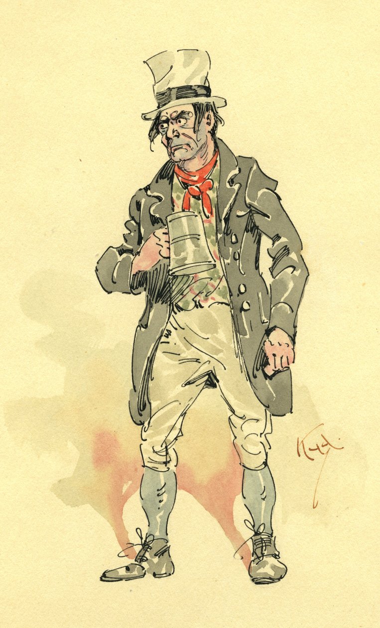 Bill Sikes (tinta és WC papíron) alkotó: Joseph Clayton Clarke