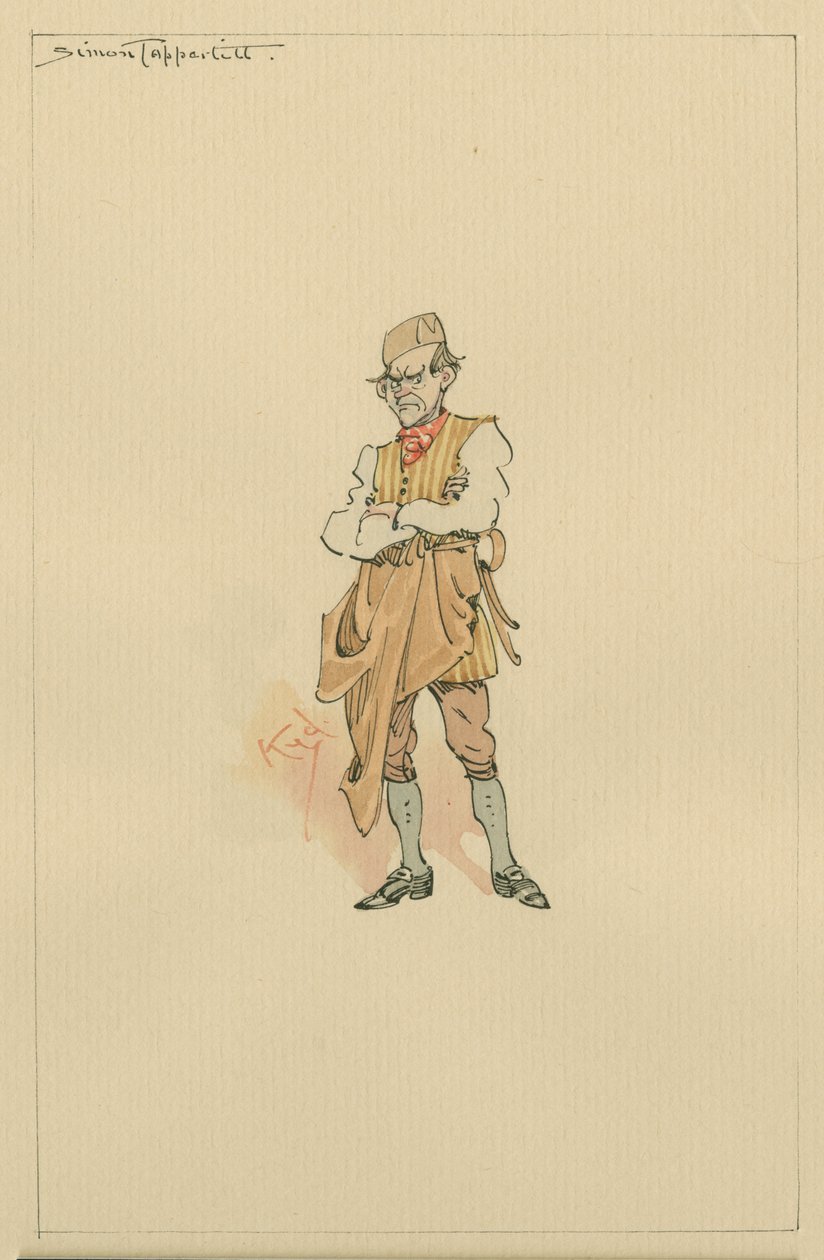 Simon Tappertit, 1920-as évek (toll és tinta WC-vel papíron) alkotó: Joseph Clayton Clarke