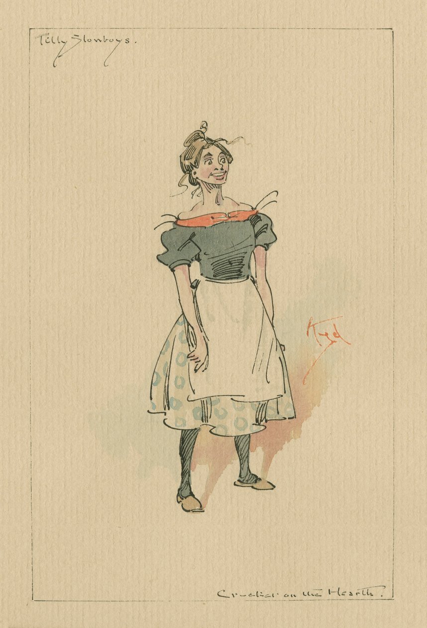 Tilly Slowboy – A tücsök a kandallóban, 1920-as évek (toll és tinta WC-vel papíron) alkotó: Joseph Clayton Clarke