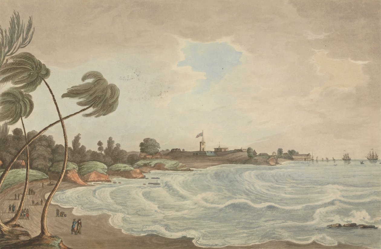 Bencooler Bay, Small Road & Wharf, Fort Marlborough, Sumakra, 1799 alkotó: Joseph Constantine Stadler