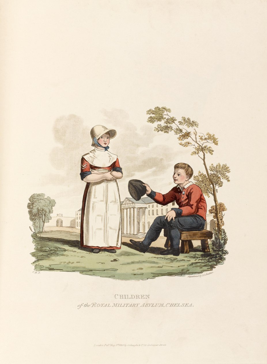 A Royal Military Asylum gyermekei, Chelsea, 1813 (színes akvatinta) alkotó: Joseph Constantine Stadler