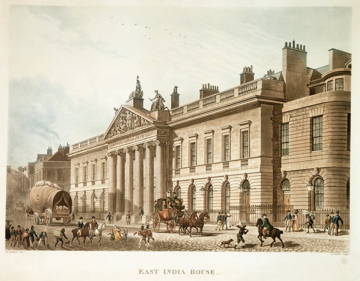 East India House, London, 1817 alkotó: Joseph Constantine Stadler