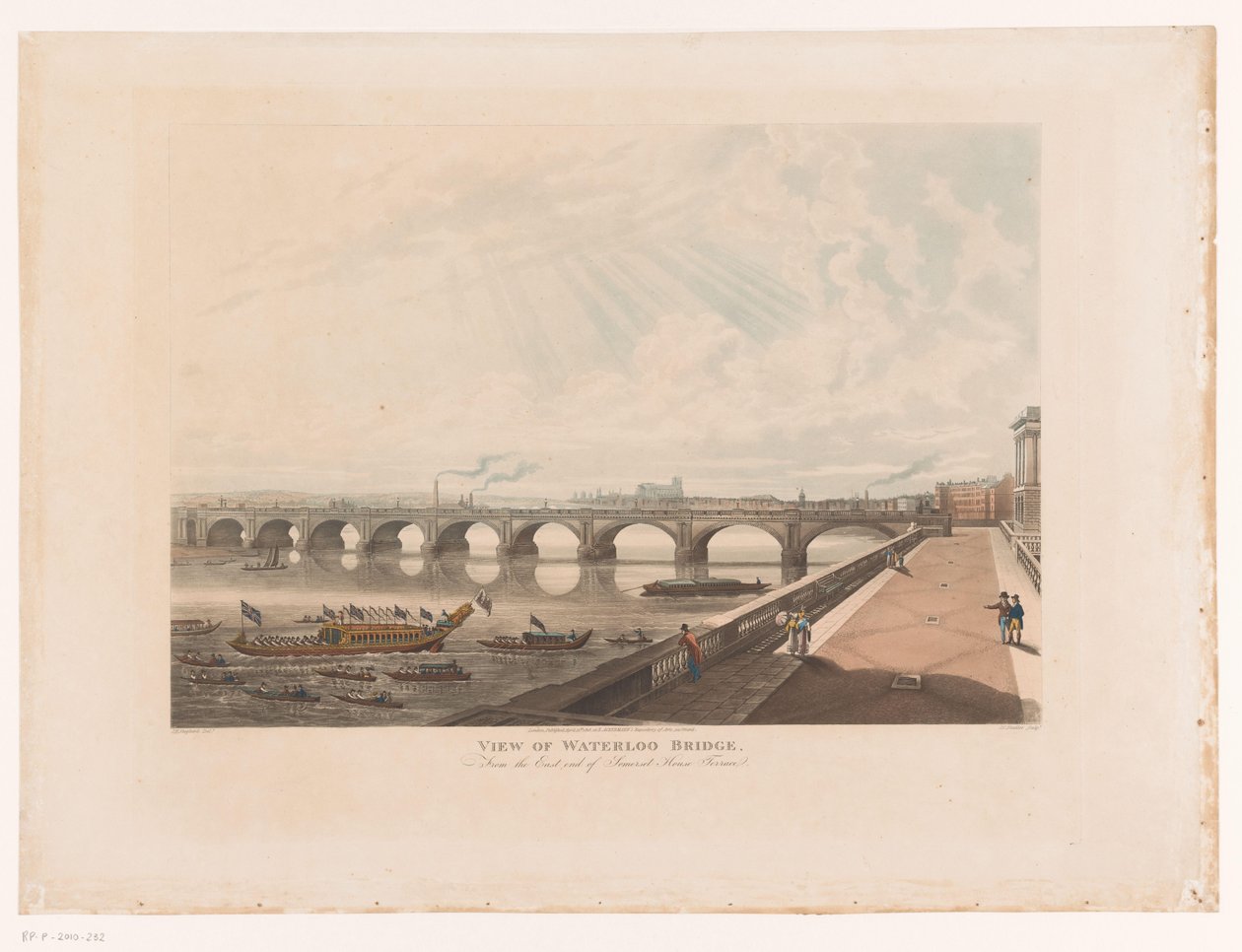 Kilátás a Waterloo-hídra a Somerset House teraszának keleti oldaláról Kilátás a Waterloo hídra, a Somerset House Terrace keleti végéből (cím az objektumon) alkotó: Joseph Constantine Stadler