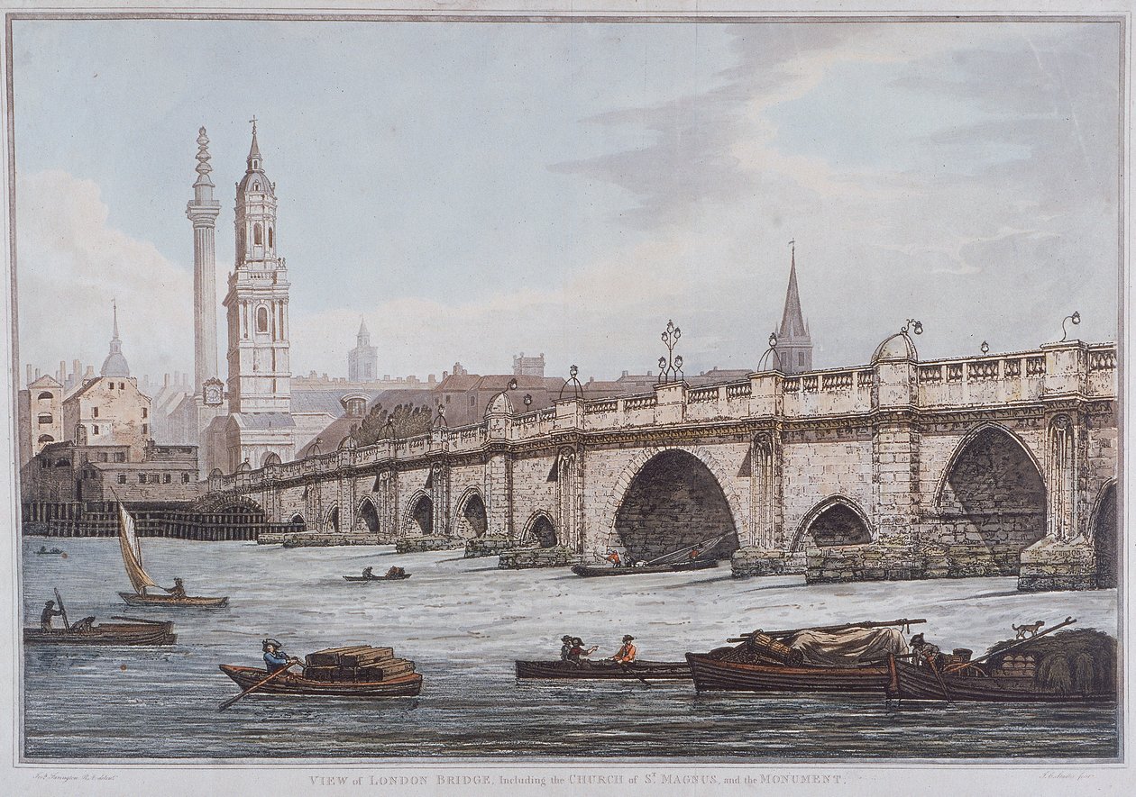 London Bridge régi, London, 1790 alkotó: Joseph Constantine Stadler