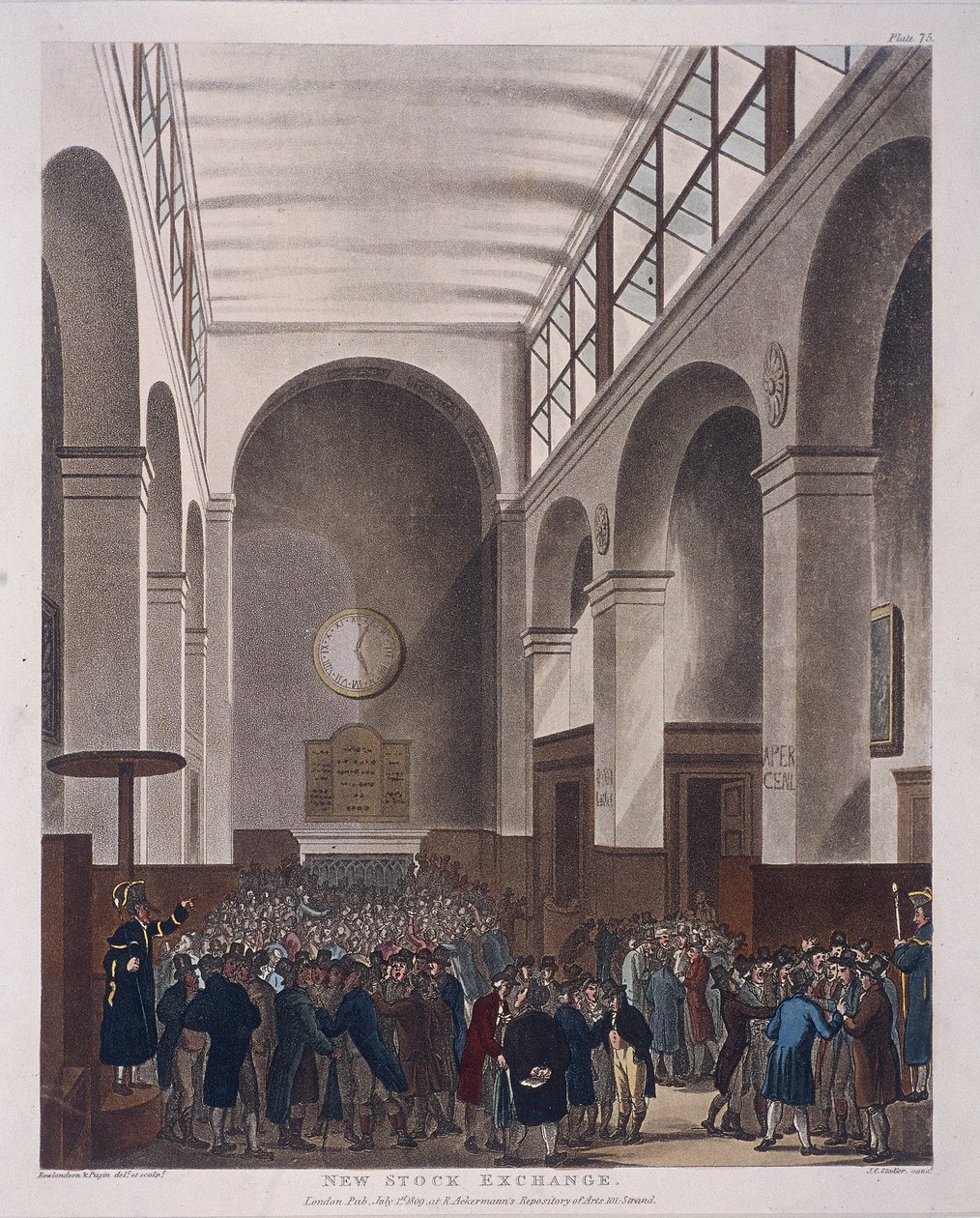 Tőzsde, Bartholomew Lane, London, 1809 alkotó: Joseph Constantine Stadler