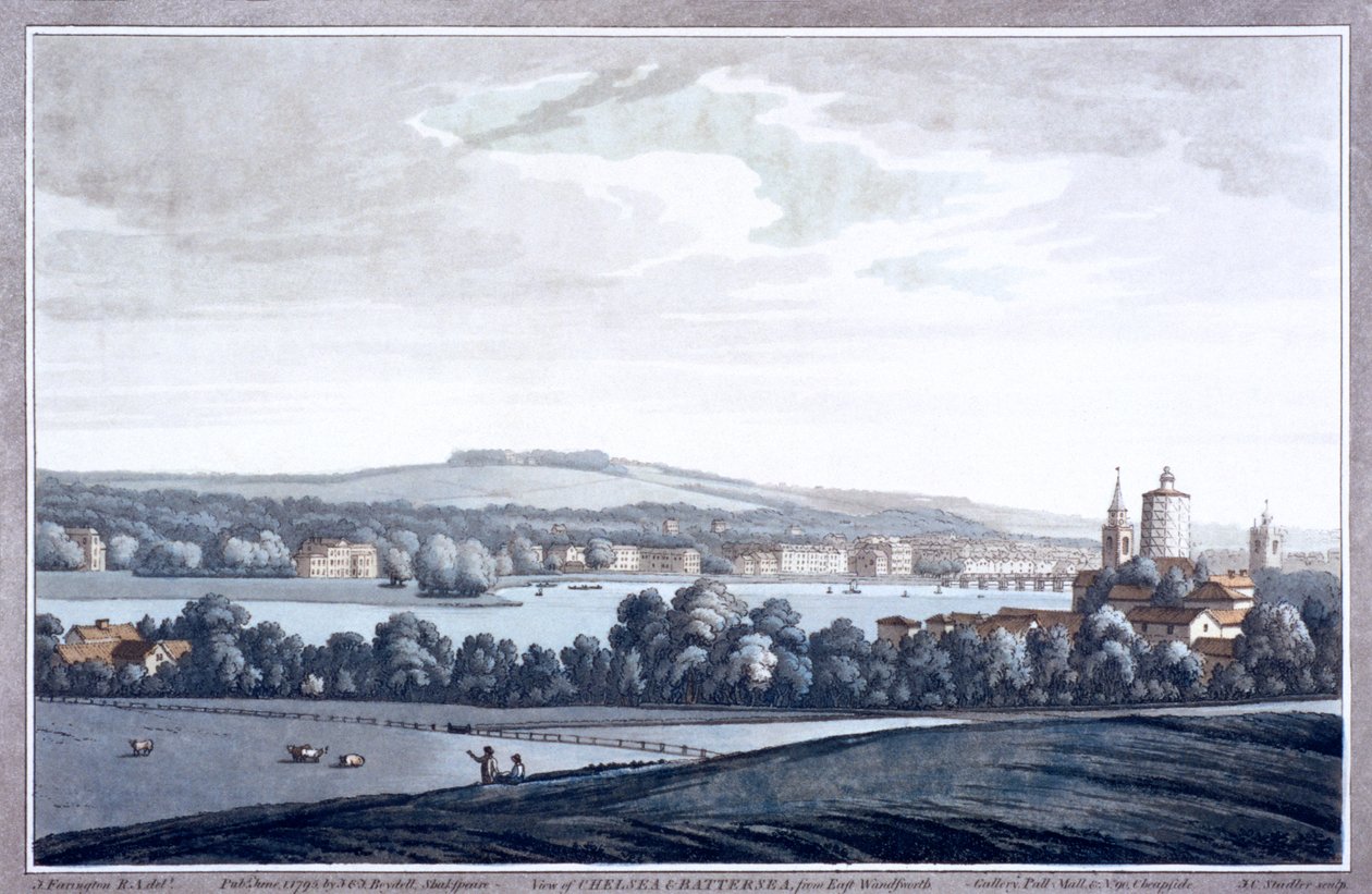 A Temze, Battersea, London, 1795 alkotó: Joseph Constantine Stadler