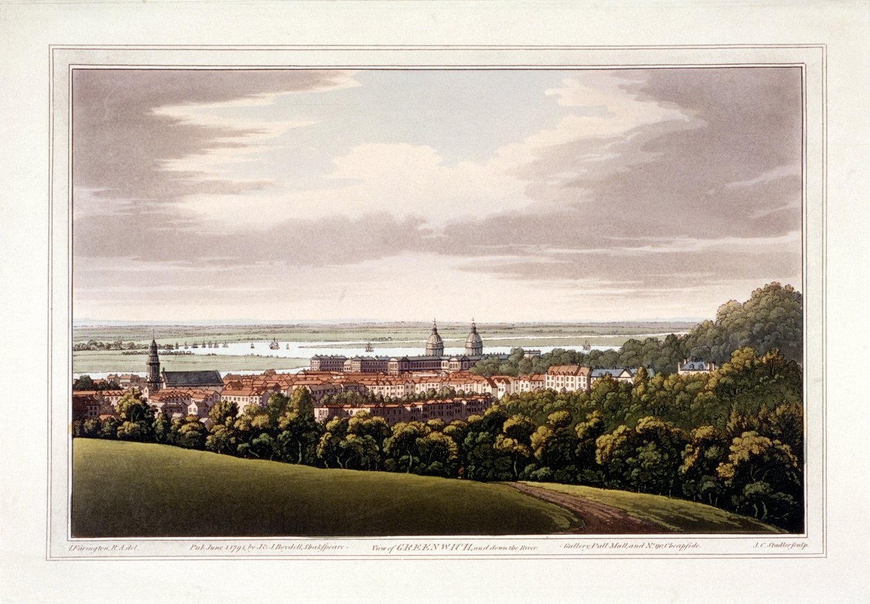 Greenwich kilátása, London, 1795 alkotó: Joseph Constantine Stadler