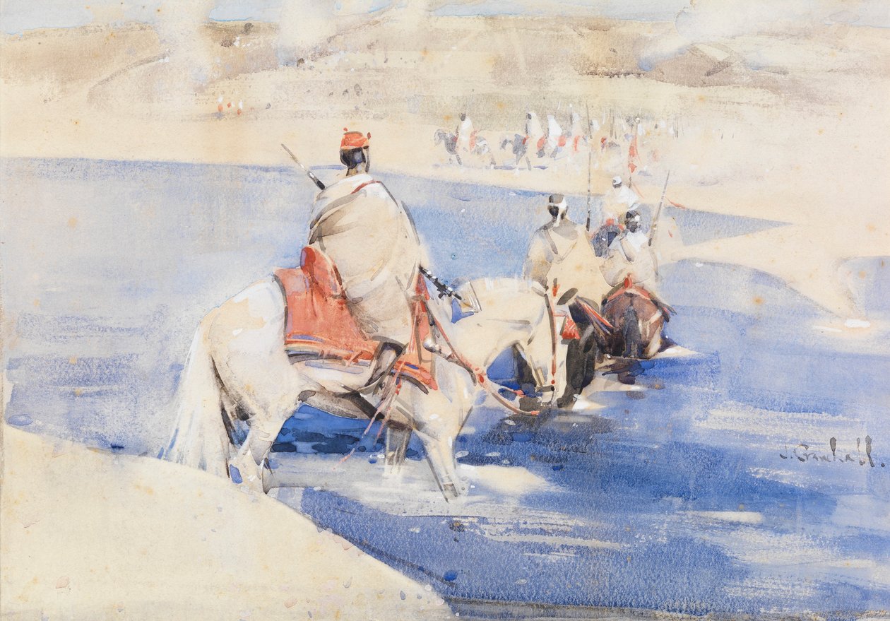 Arab Raid (akvarell gouache-val, papíron) alkotó: Joseph Crawhall